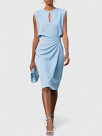 Women's Sleeveless Faux Wrap Ruched Midi Dress | Penelope