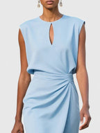 Women's Sleeveless Faux Wrap Ruched Midi Dress | Penelope