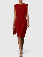Women's Sleeveless Faux Wrap Ruched Midi Dress | Penelope