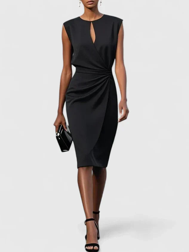 Women's Sleeveless Faux Wrap Ruched Midi Dress | Penelope