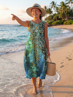 Women's Sleeveless Ocean Mosaic Midi Dress | Brooklyn