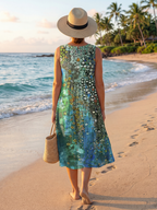 Women's Sleeveless Ocean Mosaic Midi Dress | Brooklyn