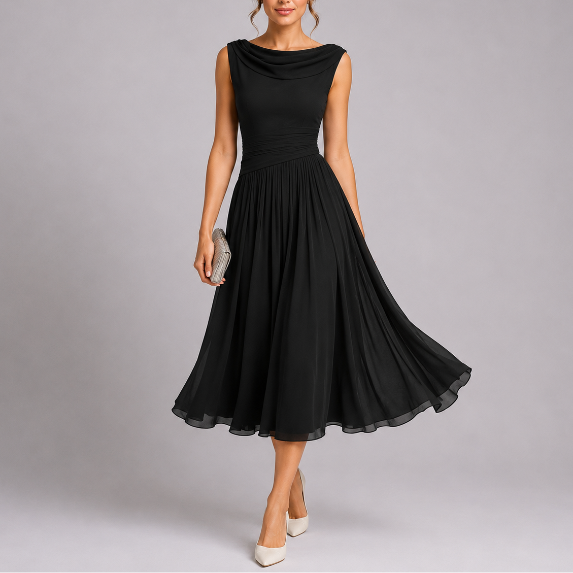 Women's Sleeveless Pleated Midi Dress | Rowena