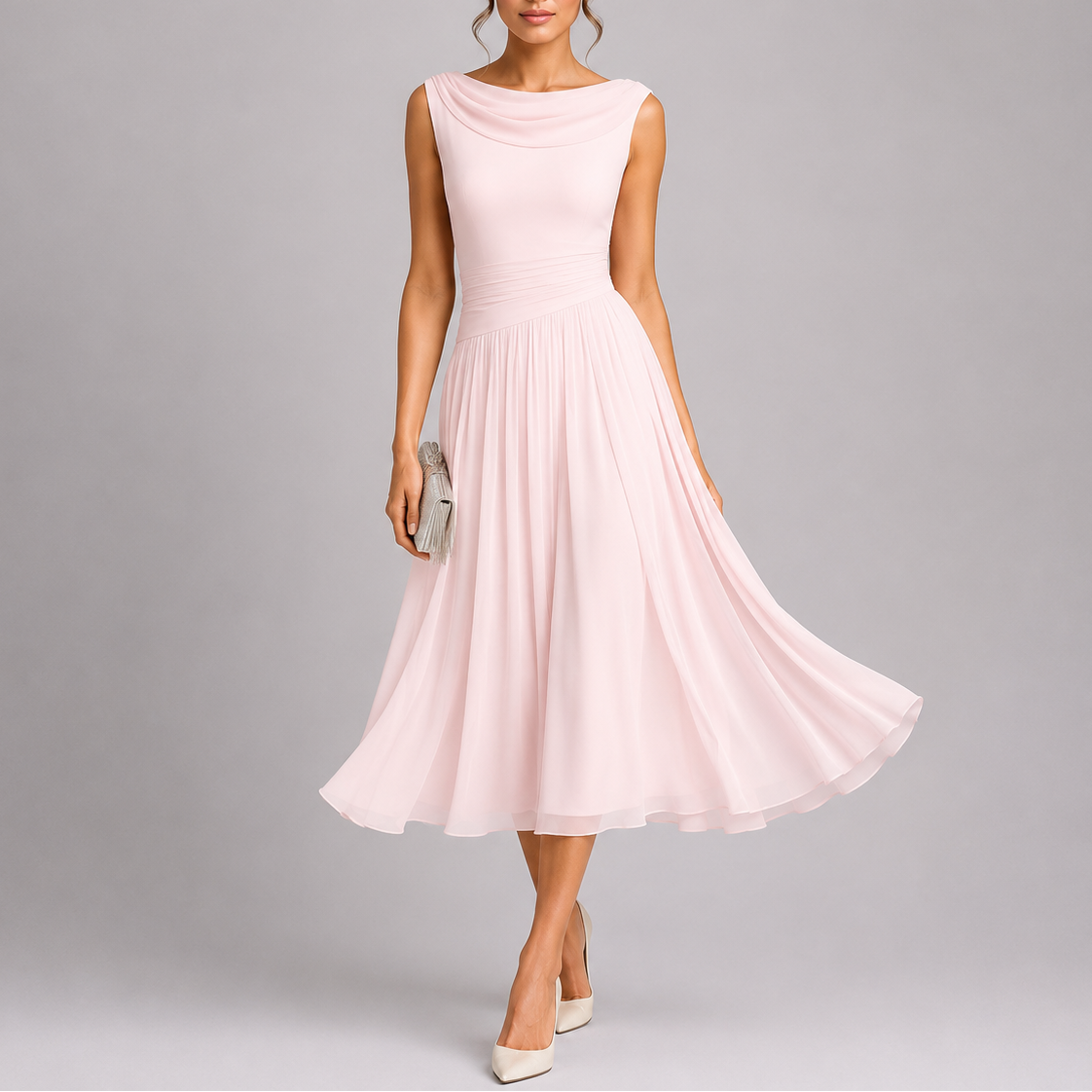 Women's Sleeveless Pleated Midi Dress | Rowena