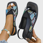 Women's Square Toe Flat Sandals with Slingback Strap | Vanessa