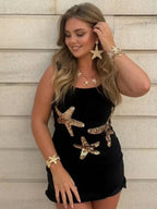 Women's Starfish Embroidered Bodycon Mini Party Dress | Anya