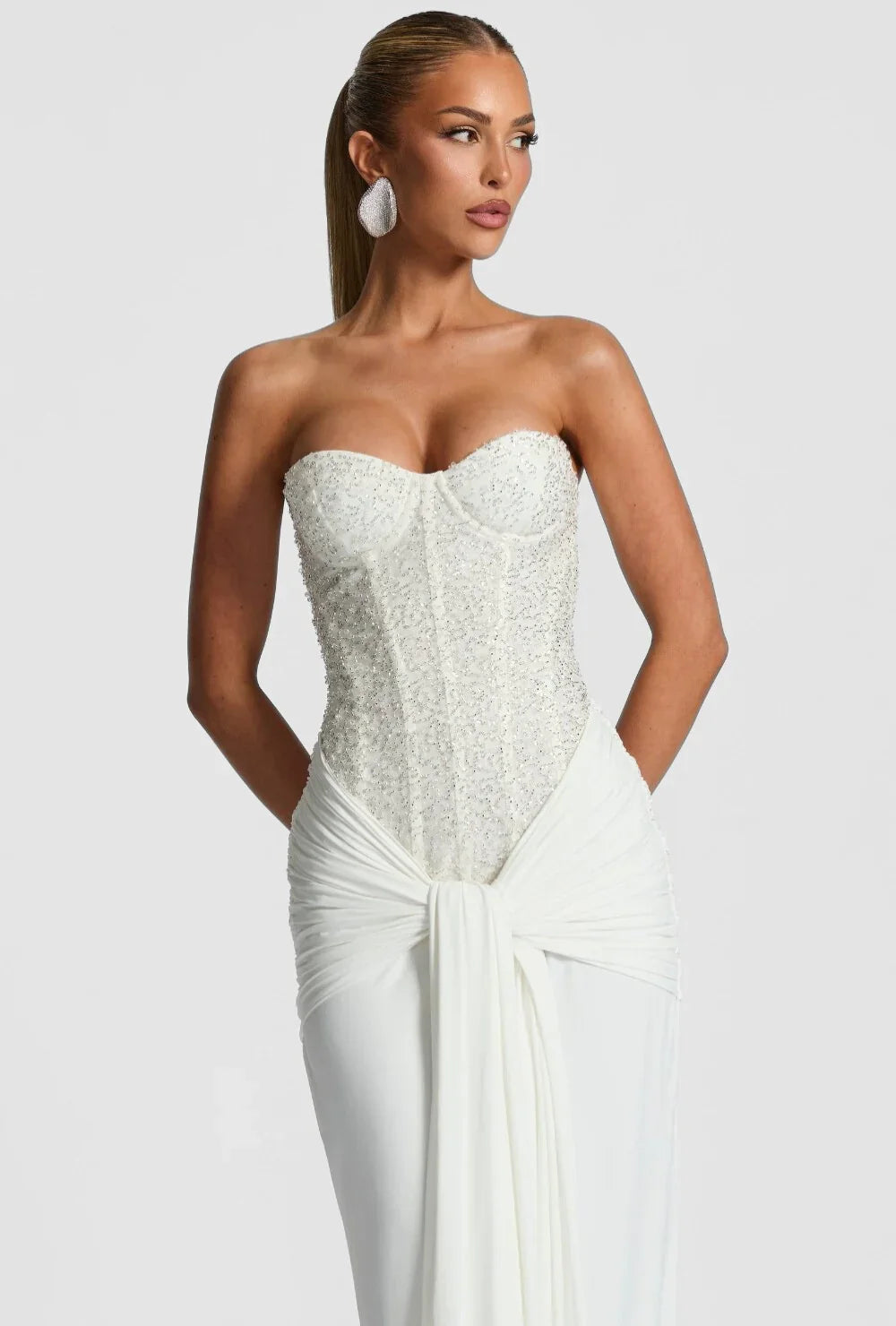 Women's Strapless Sequin Corset Evening Maxi Dress | Ella