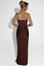 Women's Strapless Sequin Corset Evening Maxi Dress | Ella