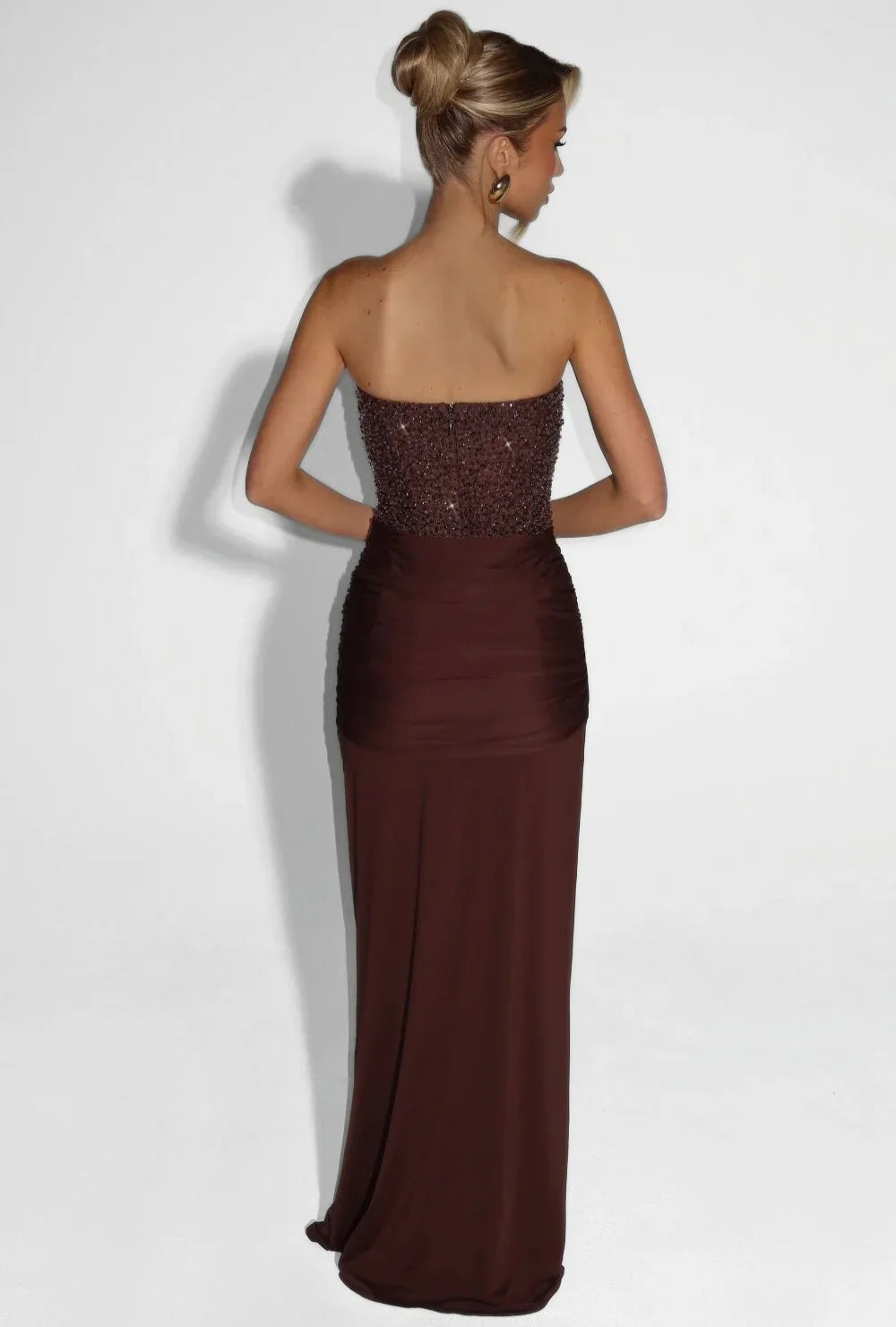 Women's Strapless Sequin Corset Evening Maxi Dress | Ella