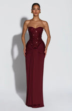 Women's Strapless Sequin Corset Evening Maxi Dress | Ella