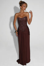 Women's Strapless Sequin Corset Evening Maxi Dress | Ella