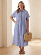 Women's Striped Button-Front Midi Shirt Dress | Ellie