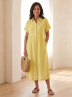 Women's Striped Button-Front Midi Shirt Dress | Ellie