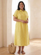Women's Striped Button-Front Midi Shirt Dress | Ellie