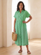 Women's Striped Button-Front Midi Shirt Dress | Ellie