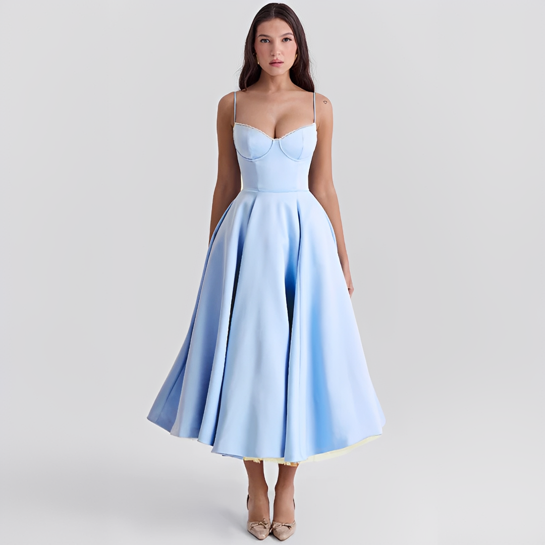 Women's Sweetheart Bustier Evening Dress with Pleated Skirt | Phoebe