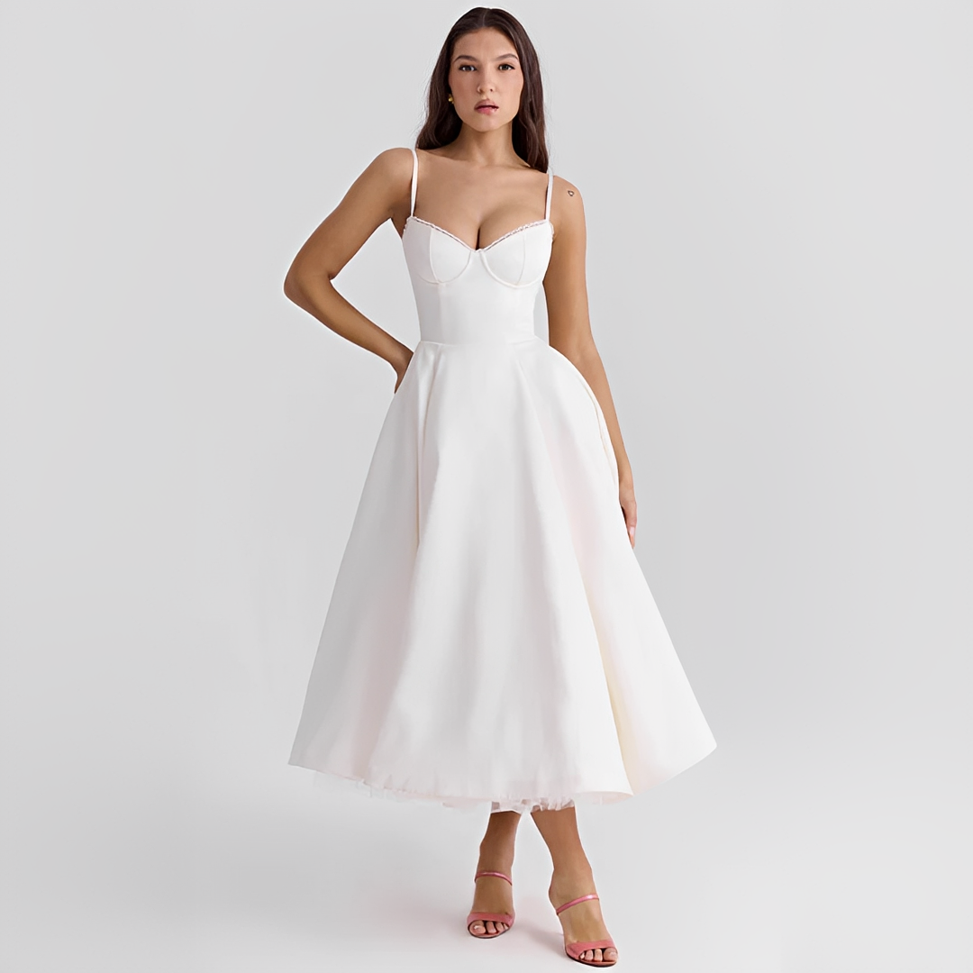 Women's Sweetheart Bustier Evening Dress with Pleated Skirt | Phoebe