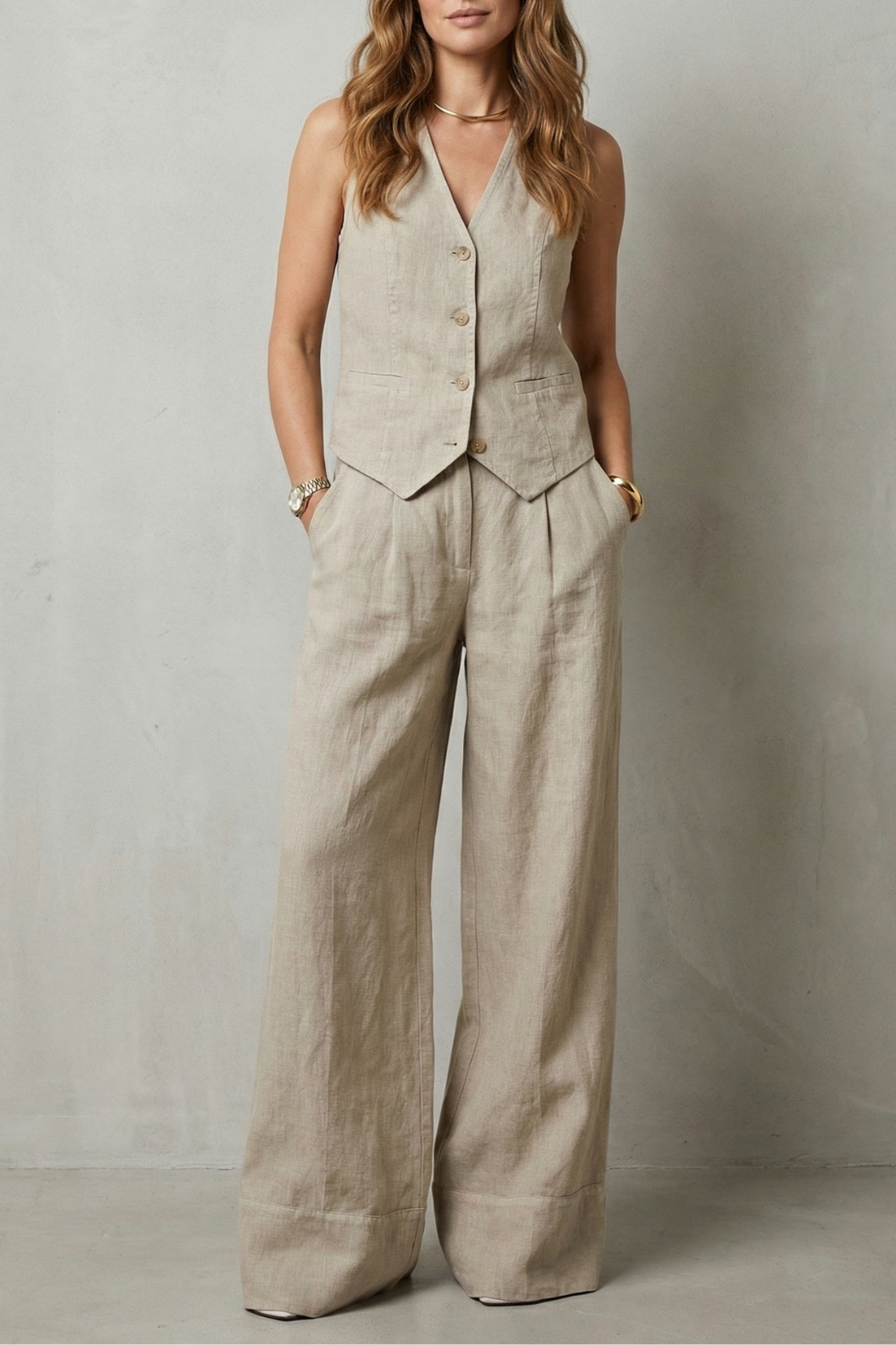 Women's Tailored Waistcoat & Wide-Leg Trouser Co-ord Set | Ramona