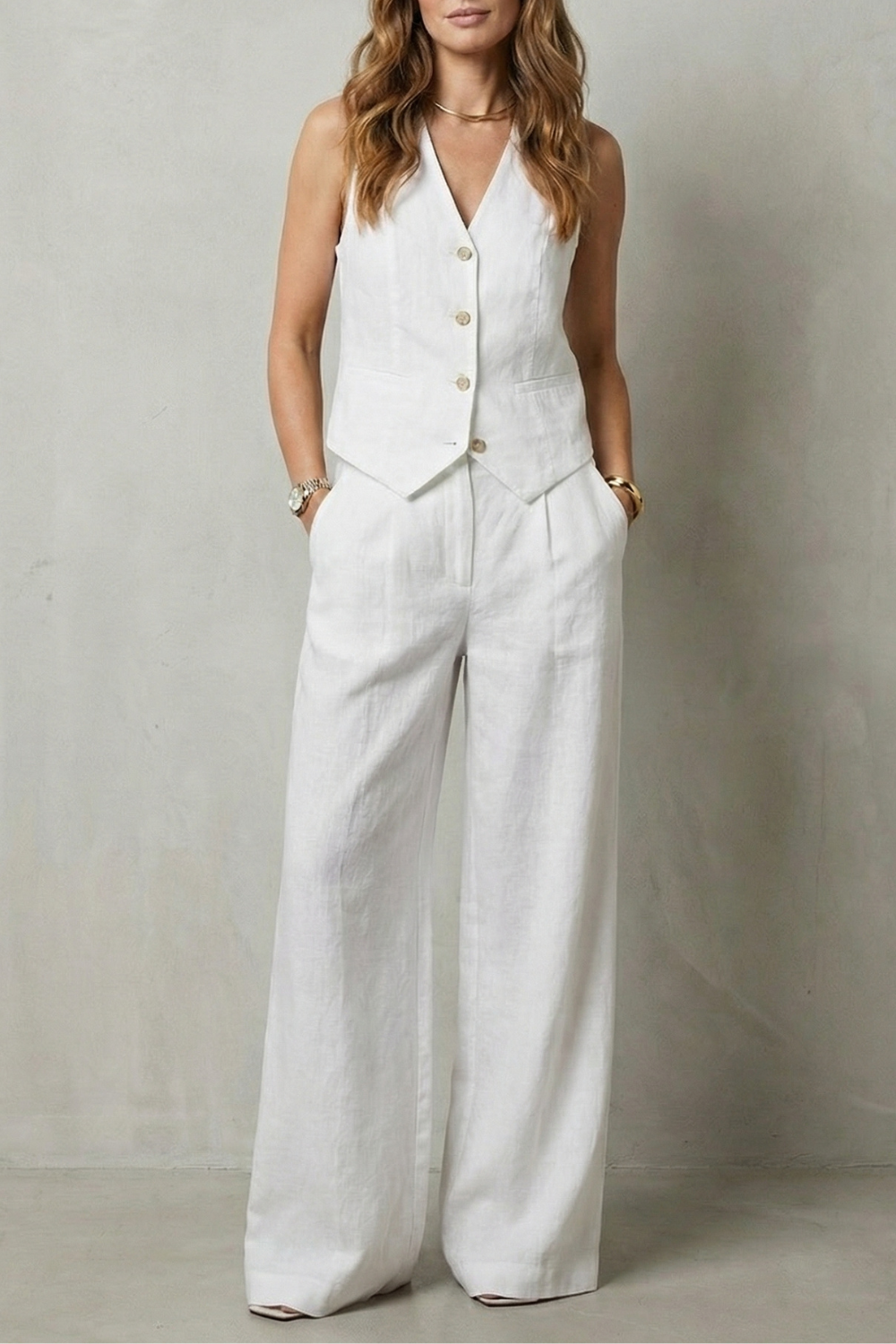 Women's Tailored Waistcoat & Wide-Leg Trouser Co-ord Set | Ramona