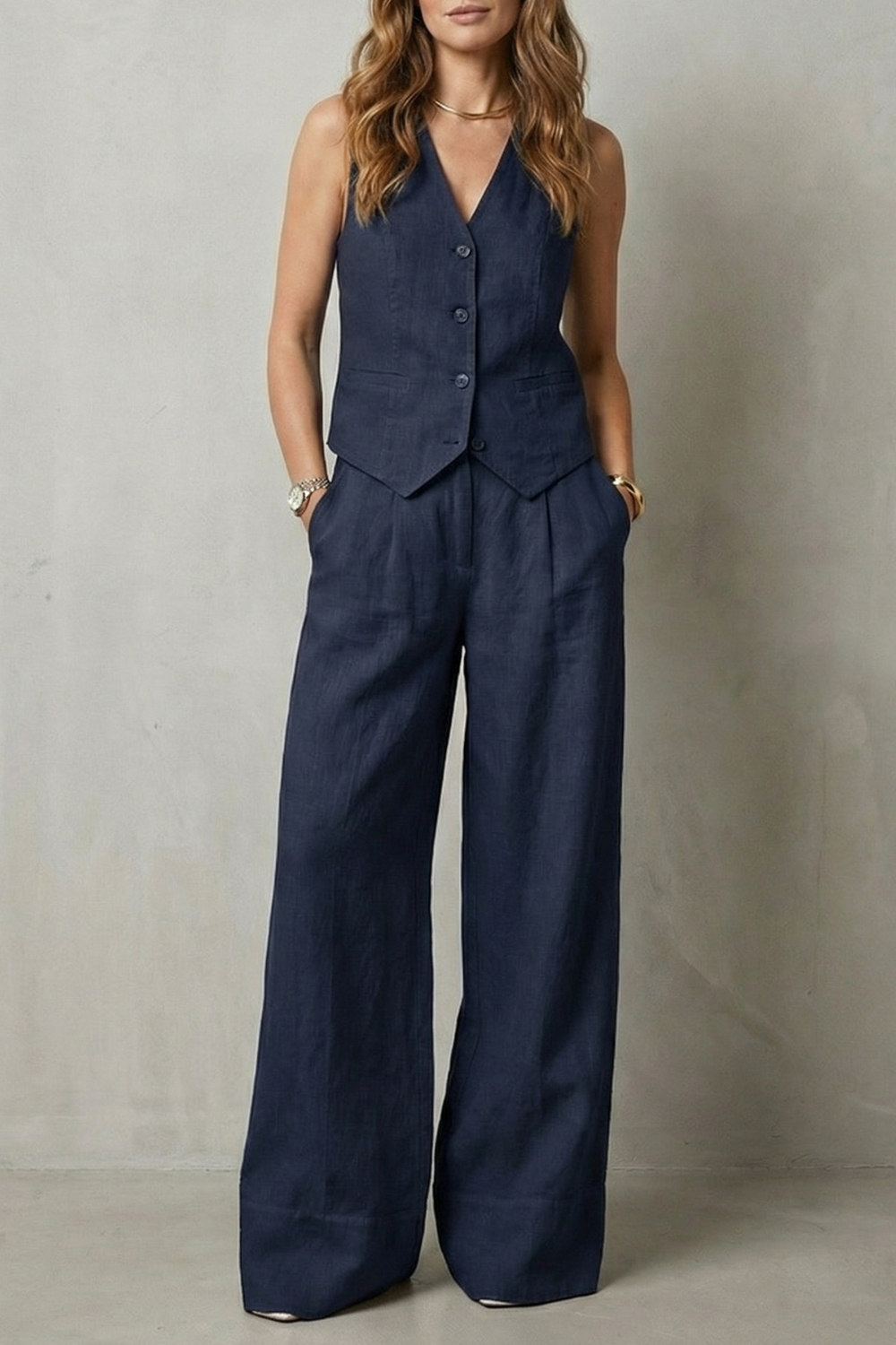 Women's Tailored Waistcoat & Wide-Leg Trouser Co-ord Set | Ramona
