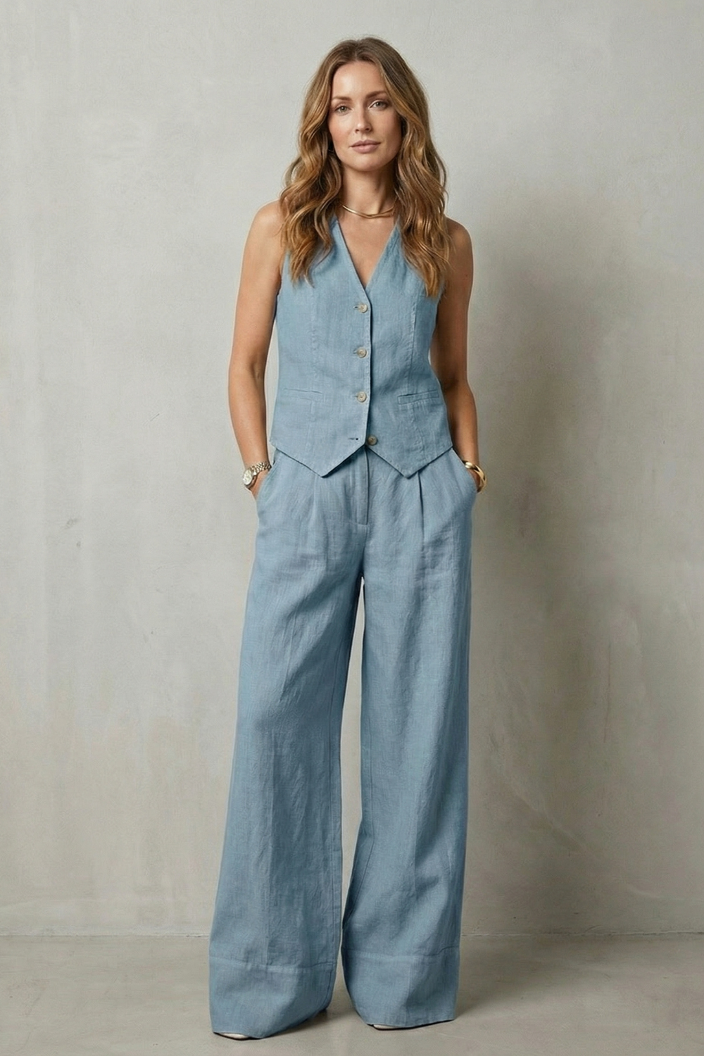 Women's Tailored Waistcoat & Wide-Leg Trouser Co-ord Set | Ramona