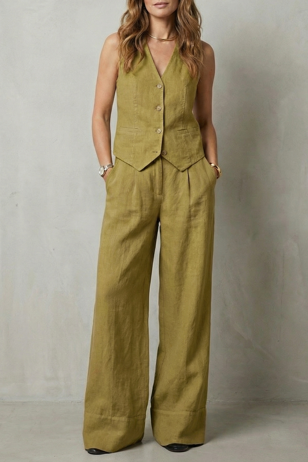 Women's Tailored Waistcoat & Wide-Leg Trouser Co-ord Set | Ramona