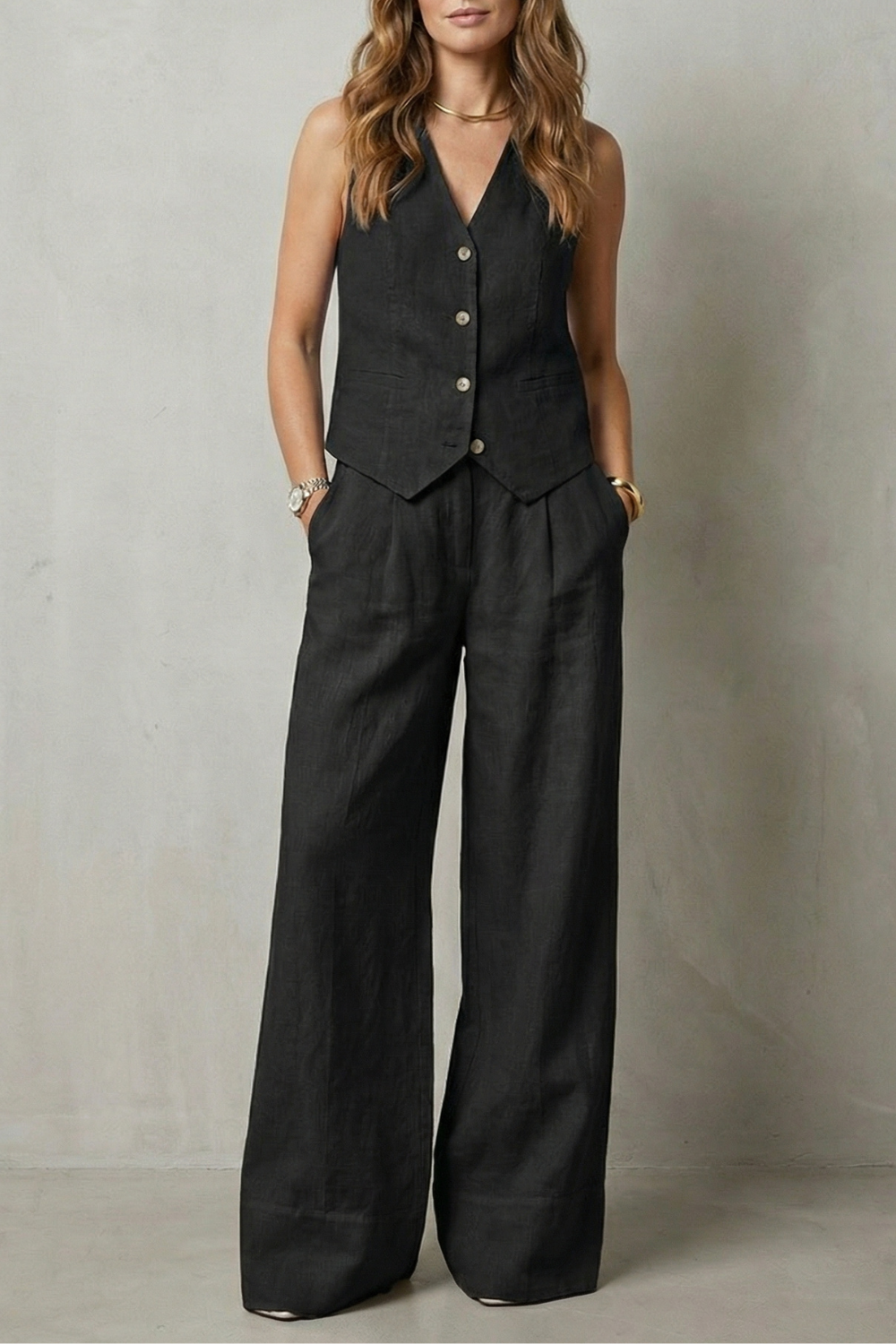Women's Tailored Waistcoat & Wide-Leg Trouser Co-ord Set | Ramona