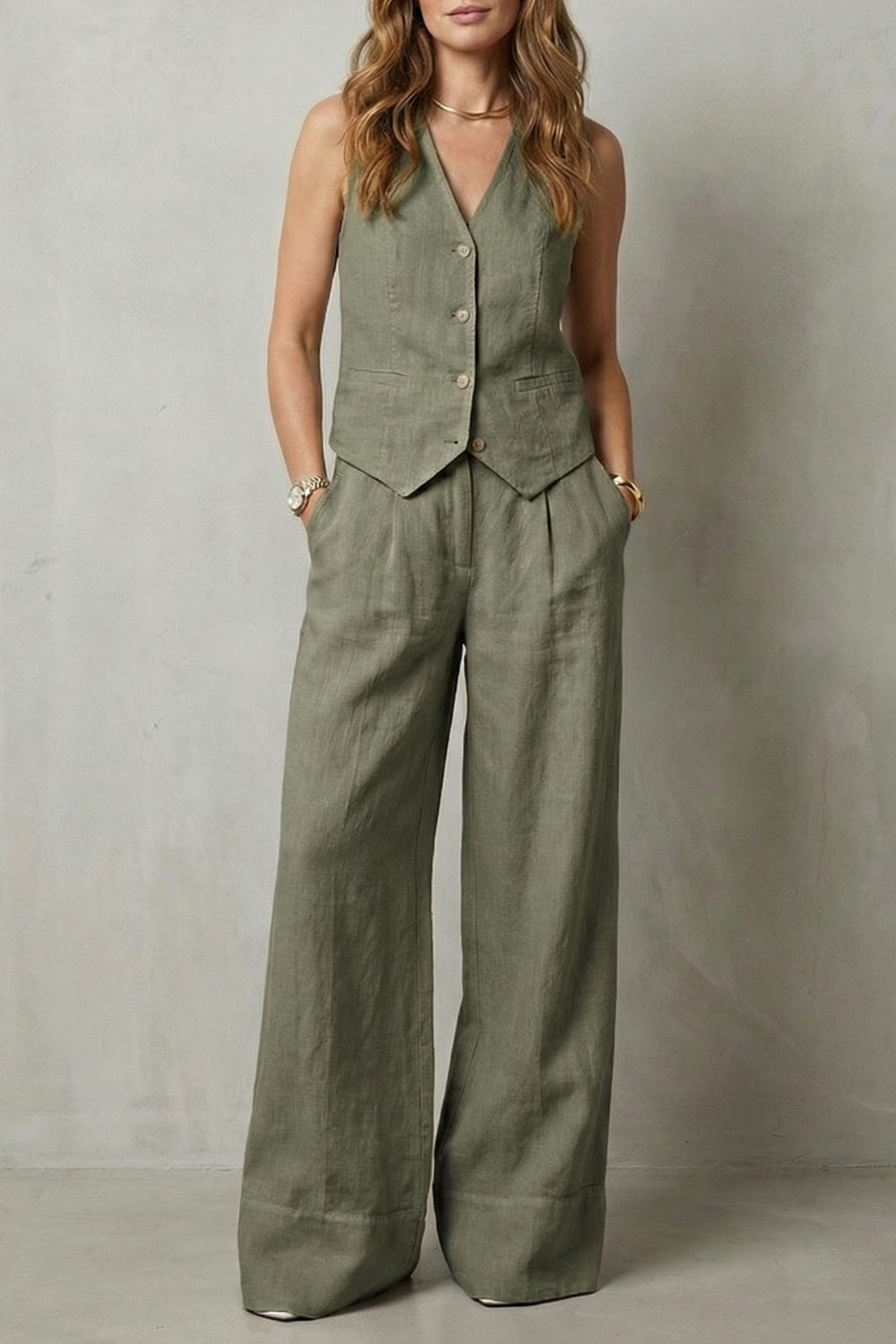 Women's Tailored Waistcoat & Wide-Leg Trouser Co-ord Set | Ramona
