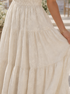 Women's Textured Floral Square Neck Midi Dress with Tiered Skirt | Alice