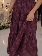 Women's Textured Floral Square Neck Midi Dress with Tiered Skirt | Alice