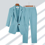 Women's Three-Quarter Sleeve Blazer & Trousers Suit Set | Clara