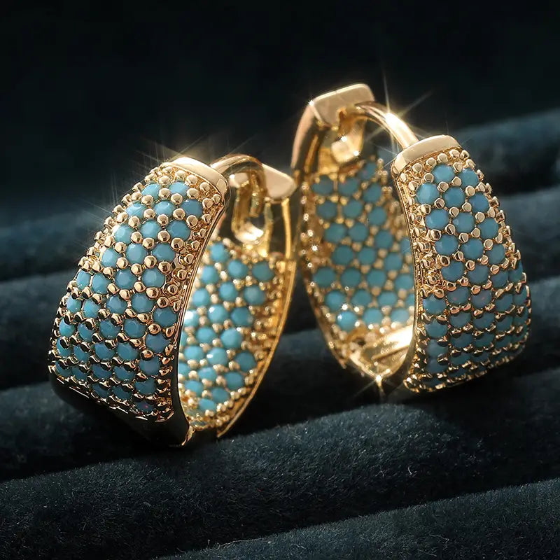 Women's Turquoise Beaded Gold Hoop Earrings | Lena