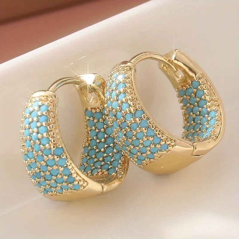 Women's Turquoise Beaded Gold Hoop Earrings | Lena