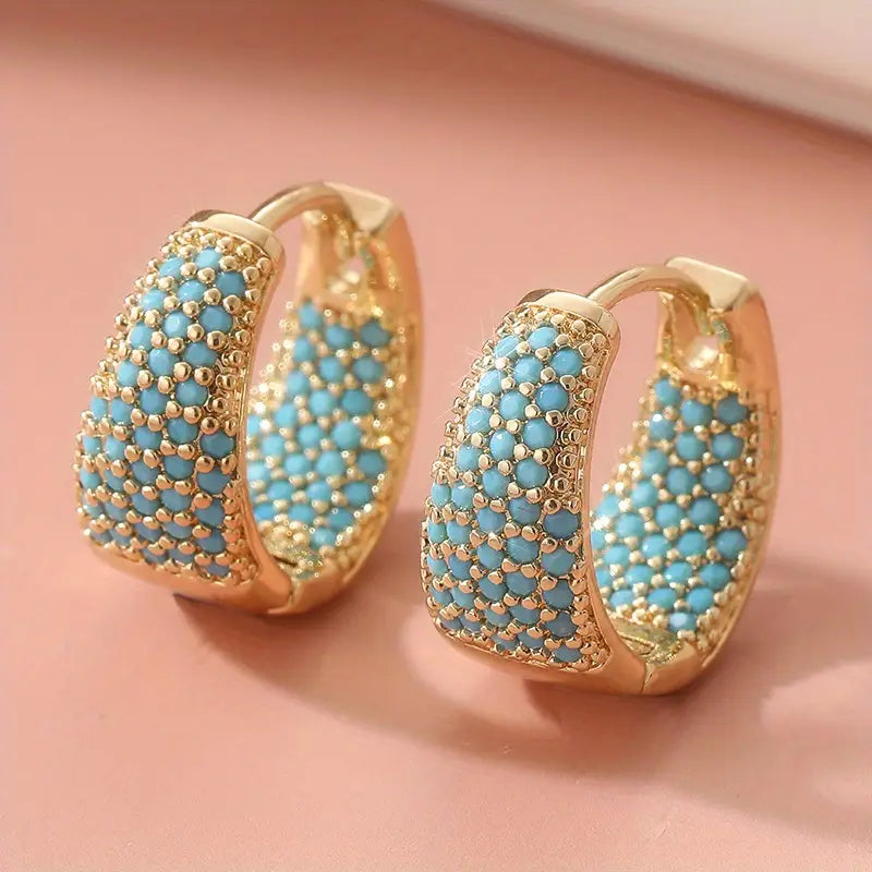 Women's Turquoise Beaded Gold Hoop Earrings | Lena