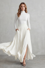 Women's Turtleneck Top & Pleated Maxi Skirt Co-ord Set | Emma