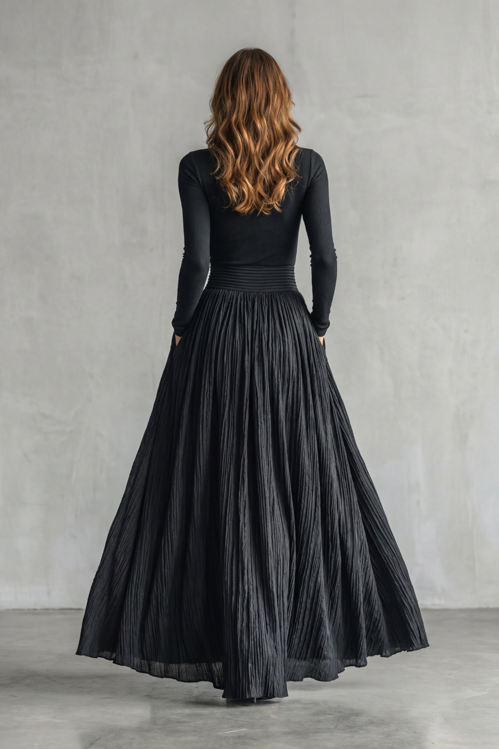 Women's Turtleneck Top & Pleated Maxi Skirt Co-ord Set | Emma