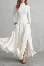 Women's Turtleneck Top & Pleated Maxi Skirt Co-ord Set | Emma
