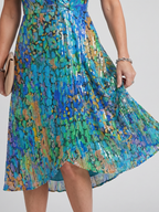 Women's V-Neck Floral Wrap Midi Dress with Flutter Sleeves | Mabel