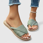 Women's Woven Crisscross Platform Slide Sandals | Vivian