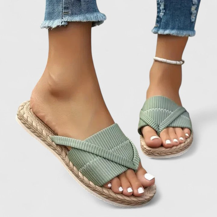 Women's Woven Crisscross Platform Slide Sandals | Vivian
