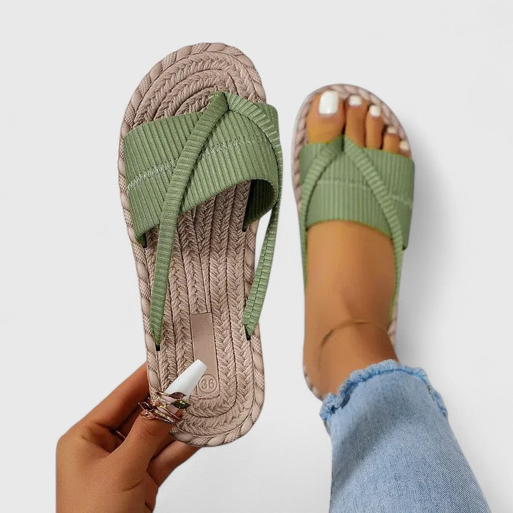Women's Woven Crisscross Platform Slide Sandals | Vivian