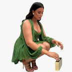 Women's Wrap Mini Dress with Sheer Slit Sleeves & Tie Waist | Georgia