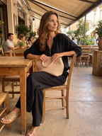 Women's Zip-Front Linen Blend Blouson Top & Wide Leg Pants Set | Olivia